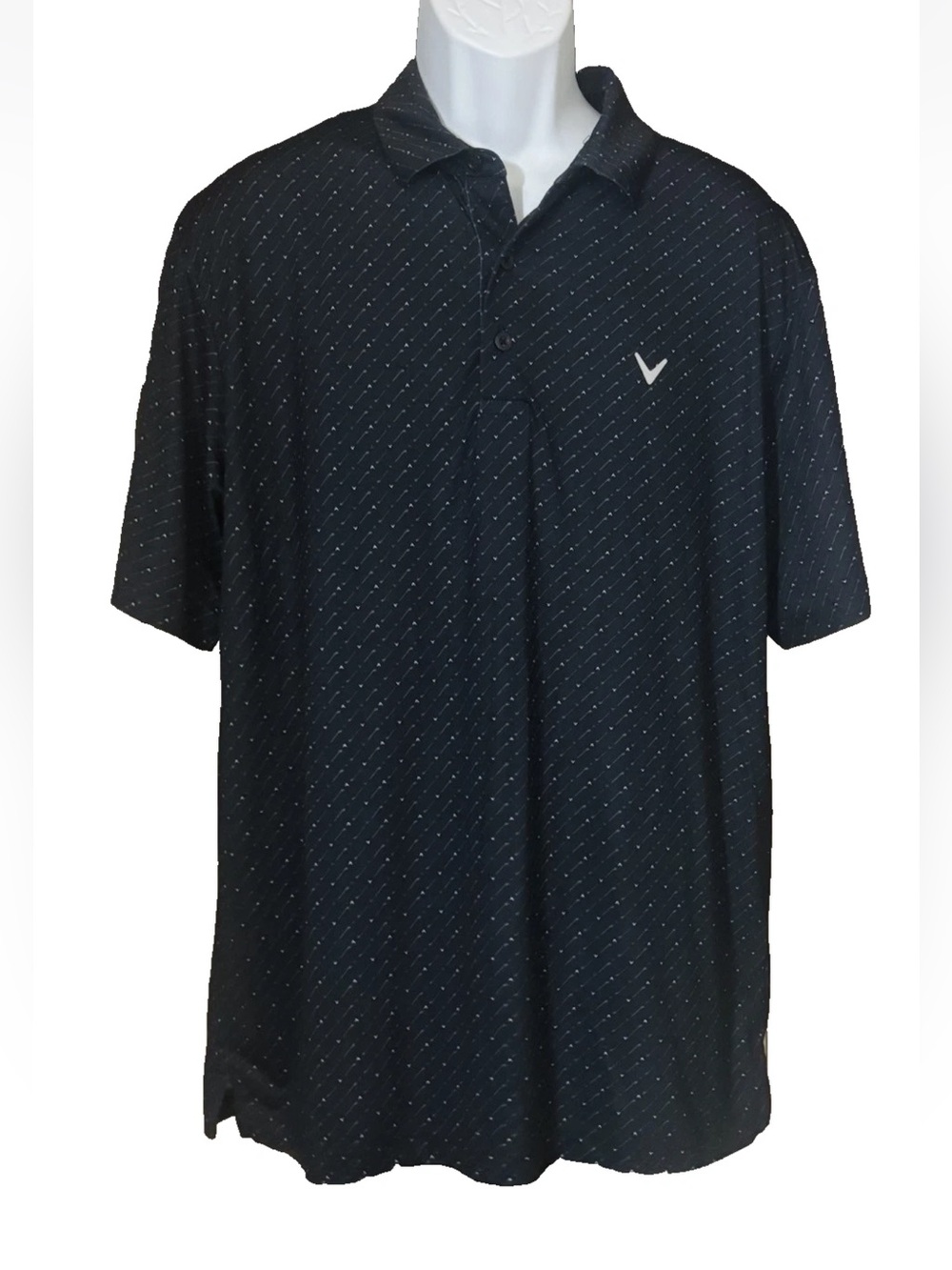 Callaway Opti•Dri Geometric Polo Shirt Mens Large Black Golf Performance Stretch